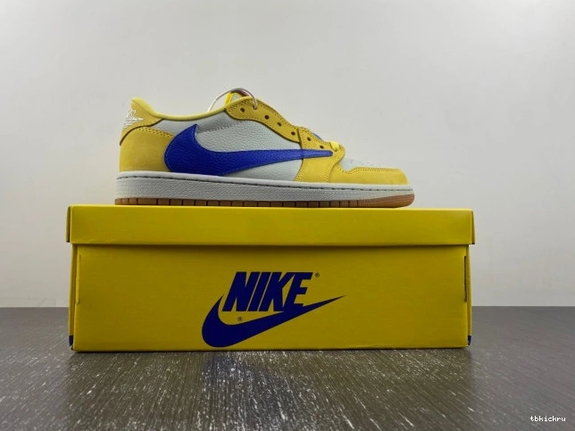 Rep TBkick DZ4137-700 Canary Low Air Jordan Scott x 1 OG Travis 0716